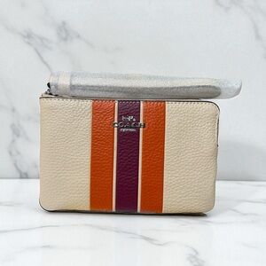 Coach Cream Wristlet with Orange and Purple Stripes NWT